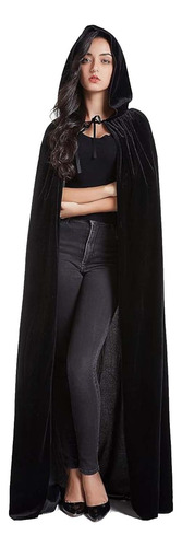 Disfraz Medieval De Bruja Con Capa De Terciopelo Y Capucha De Pleuche