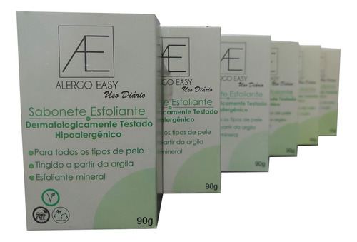 Kit 6 Sabonete Esfoliante Hipoalergênico Alergo Easy 90g