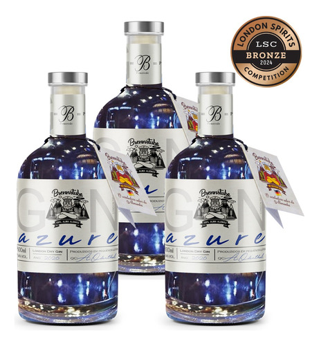 Gin  Azure -  Kit C/ 3 - London Dry Gin - Brennstube 