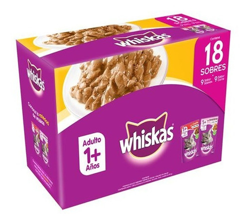 Comida Humeda Whiskas Gatos 85g X 18 1+ Años