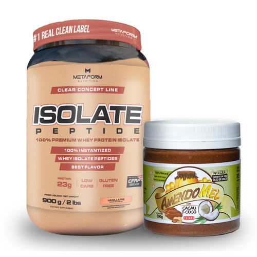 Whey Protein Isolate Peptide Isolado 900g + Pasta Amendoim