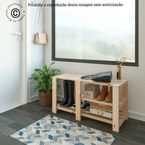 Imagem 3 de 10 de Sapateira Madeira Com Banco E 3 Prateleiras Resistente Gaam