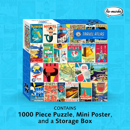 Re-marks Travel Atlas Retro Rompecabezas De 1000 Piezas Para