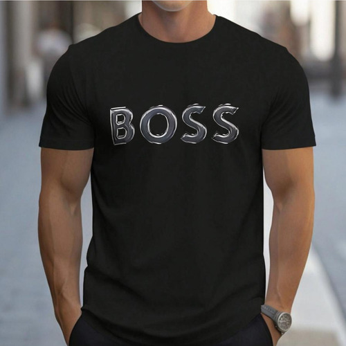Playera De Hombre Con Letra En Estilo Metalizado Y Moderno