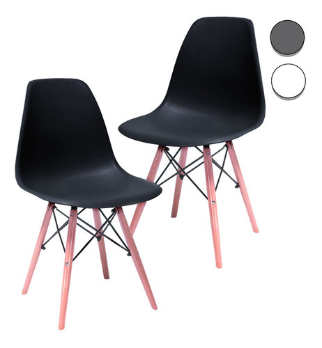 Pack 2 Sillas Estilo Eames Gris Decoracion De Interiores Color de la estructura de la silla Negro Color del asiento No aplica Diseño de la tela No aplica