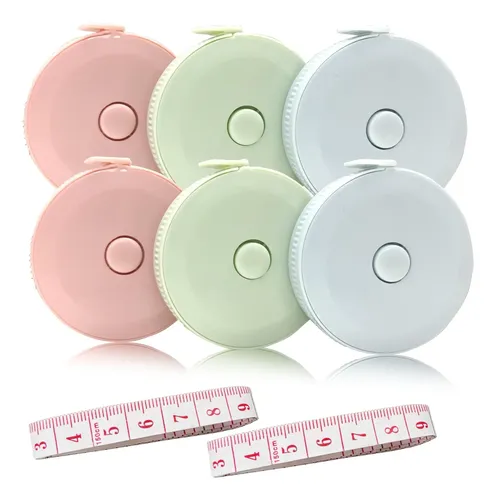 Pack De 5 Cintas Métricas Retráctiles 150cm - Doble Escala CM/MM Para Costura Y Medidas Corporales