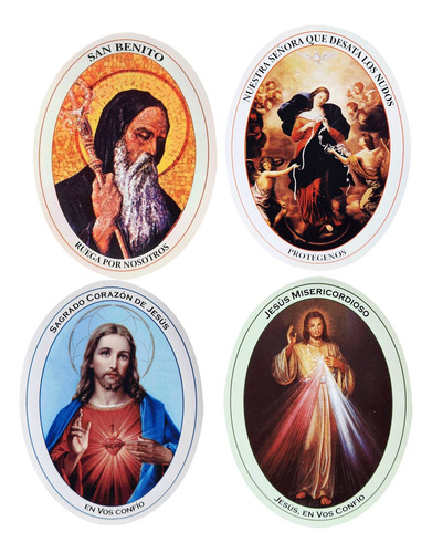 Calcos Stickers Religiosos X 4 Unidades Doble Faz P/ Vidrio