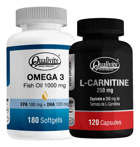 L Carnitina 250 Mg X 100 + Omega 3 Fish Oil X 180 Qualivits