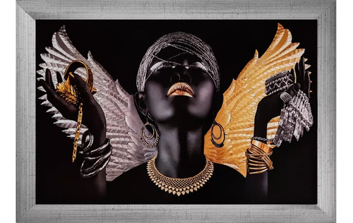 Arte Africano. Pintura Alas Oro Y Plata 5d Diy Diamante 40x6