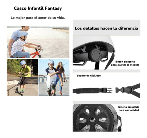 Casco Infantil Bicicleta Regulable Fantasy Blanco Lubabycas
