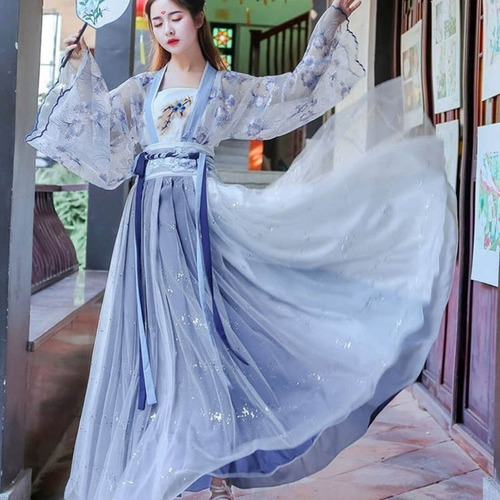 Mujeres Hanbok Floral Tradicional, Hanbok Femenino Estilo Chino Antiguo Hada Etérea Falda Larga