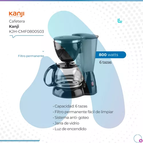Cafetera Kanji semi automática negra de filtro 220V KJH-CMF0800S03