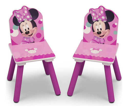 Mesa Y Dos Sillas Con Organizador De Minnie Mouse Deltac Color Rosa Chicle