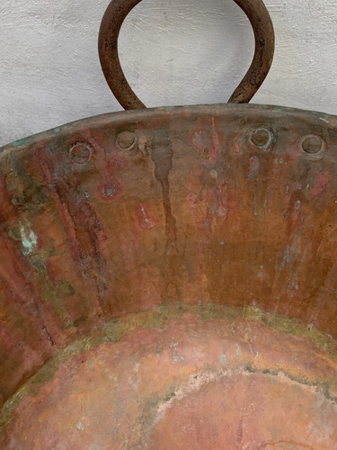 Antiguo Cazo De Cobre Grande Artesanal (Usado)