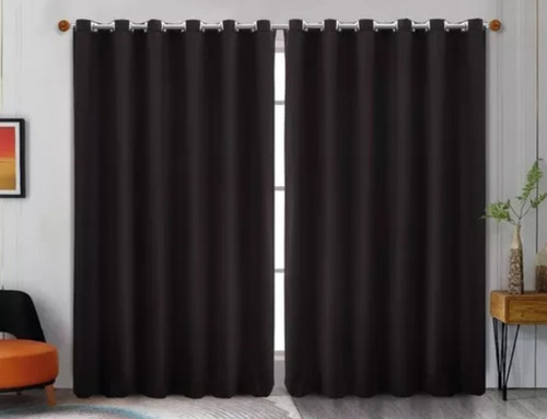Cortina Blackout Térmica Preto Com Ilhos - 200x140cm