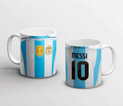 Taza Plastica Personalizada Sublimada Messi Nro 1 Pack 18