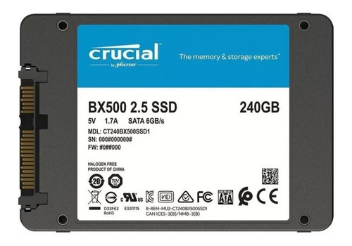 Disco Ssd 240gb Crucial Bx500 3d Sata 6.0gb/s 2.5 Original