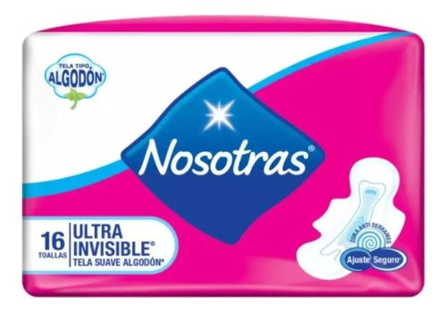 Toallas Nosotras Ultra Invisible Suave Tipo Algodón 16un