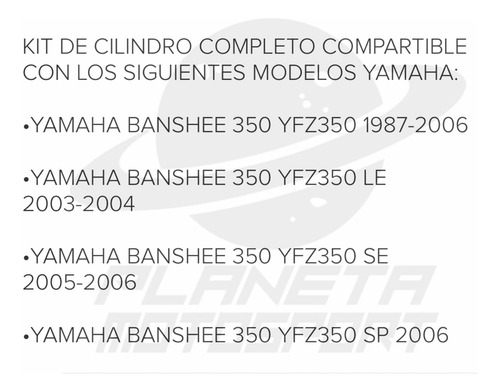 Cilindro Pistón Completo Yamaha Banshee 350 Yfz350 1987-2006