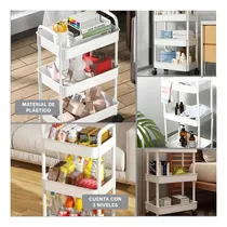 Comprar Pack2 Estante De Cocina De 3 Niveles Con Ruedas En Blanco