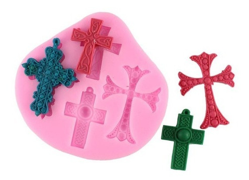  Molde Silicona Cruz Cruces X4 Fondant Porcelana