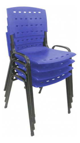 Kit 4 Cadeiras Igreja Recepção Salão Escritorio LG Flex Cor Azul