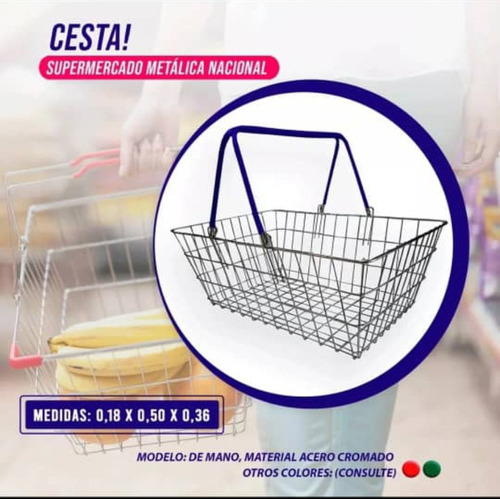 Cesta Para Compras Metalizada Cromada. Ref. 35. Delivery 