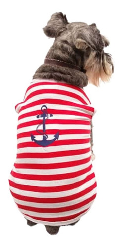 Playera Color Blanco/rojo P/perro Nautical Talla 4 Pet Pals