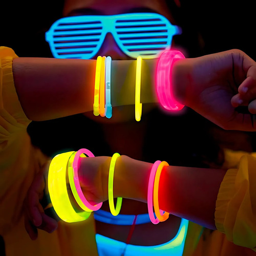 100 Pulseras Neón Fosforescente Brilla Stick Eventos Fiestas