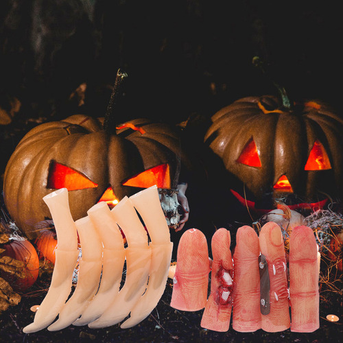. Set De 10 Dedos Postizos For Halloween De Witches Nails