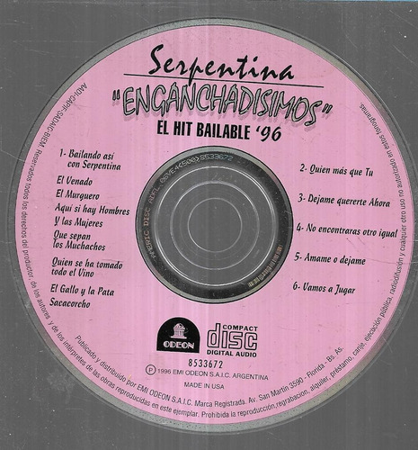 Serpentina Album El Hit Bailable 96 Enganchados Cd S/portada