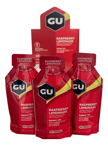 24 Geles Energéticos Gu Raspberry Lemon (frambuesa  Limón)