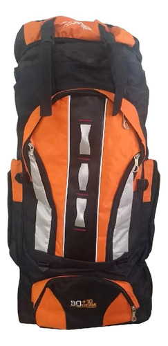 Mochila Para Mochileros Camping Trekking Outdoor Naranja 90l Diseño De La Tela Liso