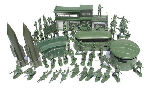 56pcs Military Missile Base Model Playset Toy Soldier Green
