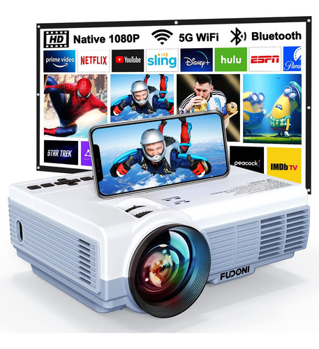 Proyector Con Wifi Y Bluetooth, 5g Wifi Nativo 1080p L 4k Co