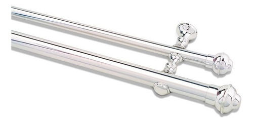 Kit completo de varillas dobles de aluminio plateado pulido de 2 metros y 19 mm