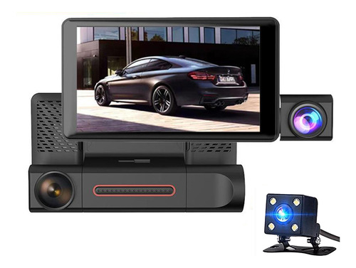 Dash Cam De Tres Lentes Con Pantalla Ips De 4 Pulgadas, 1080