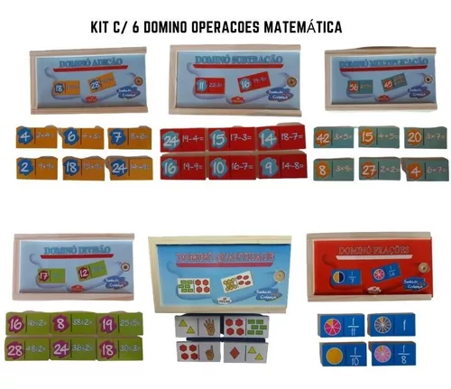 Kit 2 Dominós Educativos Matemática Divisão e Multiplicação Jogo