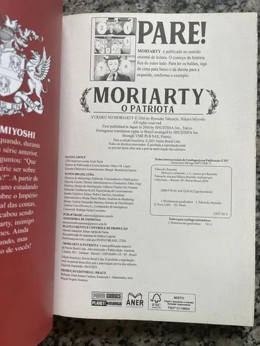 Mangá Moriarty O Patriota Volume 1 - Panini Planet Manga