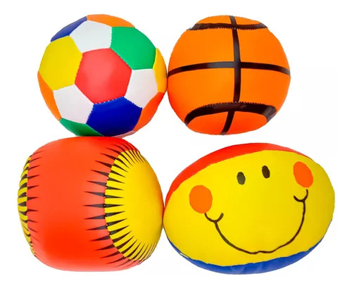 Pack 4 Pelotas Suaves Para Bebes 10cm Aprox