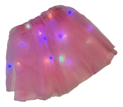 Pollera Tutu Tul Luminoso Led 30 Cm Cotillon Lumino Disfraz Rosa Unico