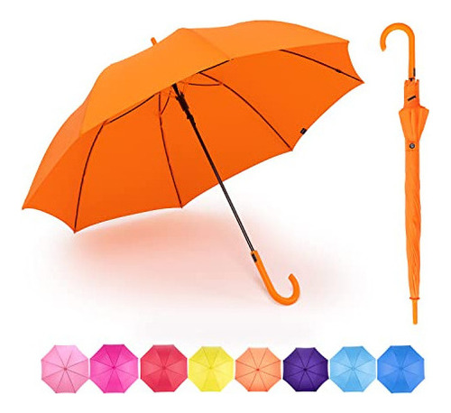 Rumbrella Paraguas Naranja Uv Stick Auto Open Upf 50+ Con Ma