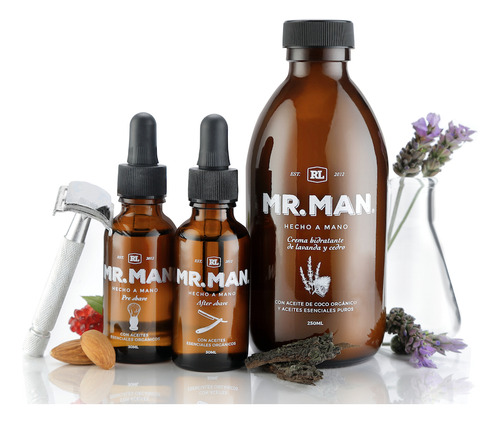 2 Pomadas Cabello 1 Aceite Y 1 Bálsamo Para Barba Mr Man Rl