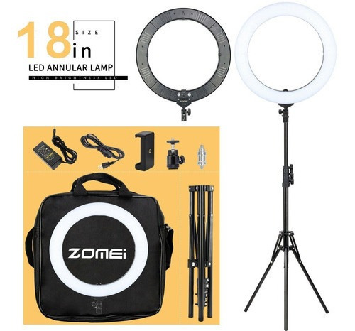 Imagen 7 de 10 de Aro De Luz Led 18 Pulgadas Zomei Tripode Youtube Tiktok