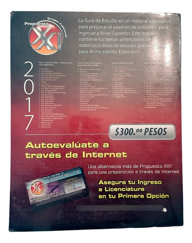 Guía Resuelta + Cuaderno Ejercicios Área 1 Lic. 2017 P.xxi (Usado)