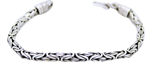 Pulsera De Plata Ley 925 Tejido Bali, Pulsera Para Hombre Diámetro 0.5 cm Largo 17 cm