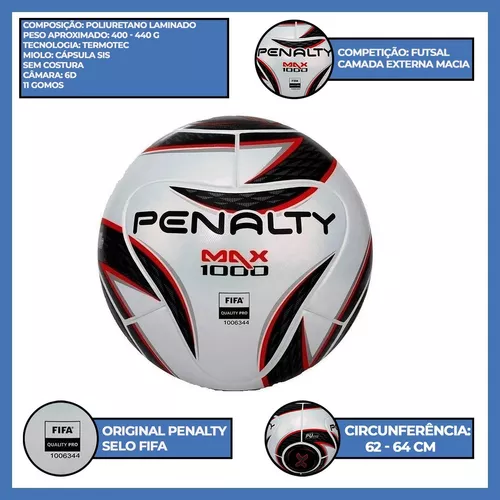 Bola Futsal Penalty Max 1000 xxii Profissional 1006344 no Shoptime