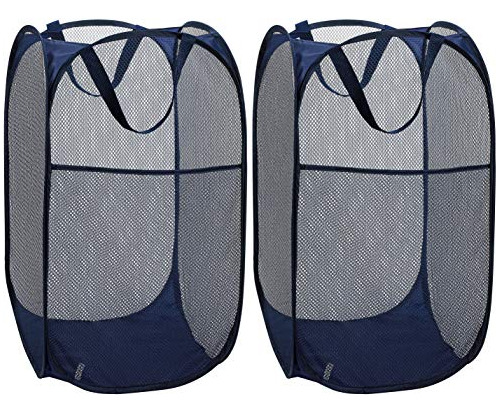 Cesto Para Ropa Plegable De Malla Transpirable Azul 2 Pzas