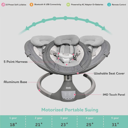 Mecedora Columpio Portátil Motorizado Bebés Nova Baby Swing Color Gris