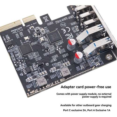 Tarjeta De Expansión Usb3.2 Gen2 Usb-a + 3 Puertos Tipo C De